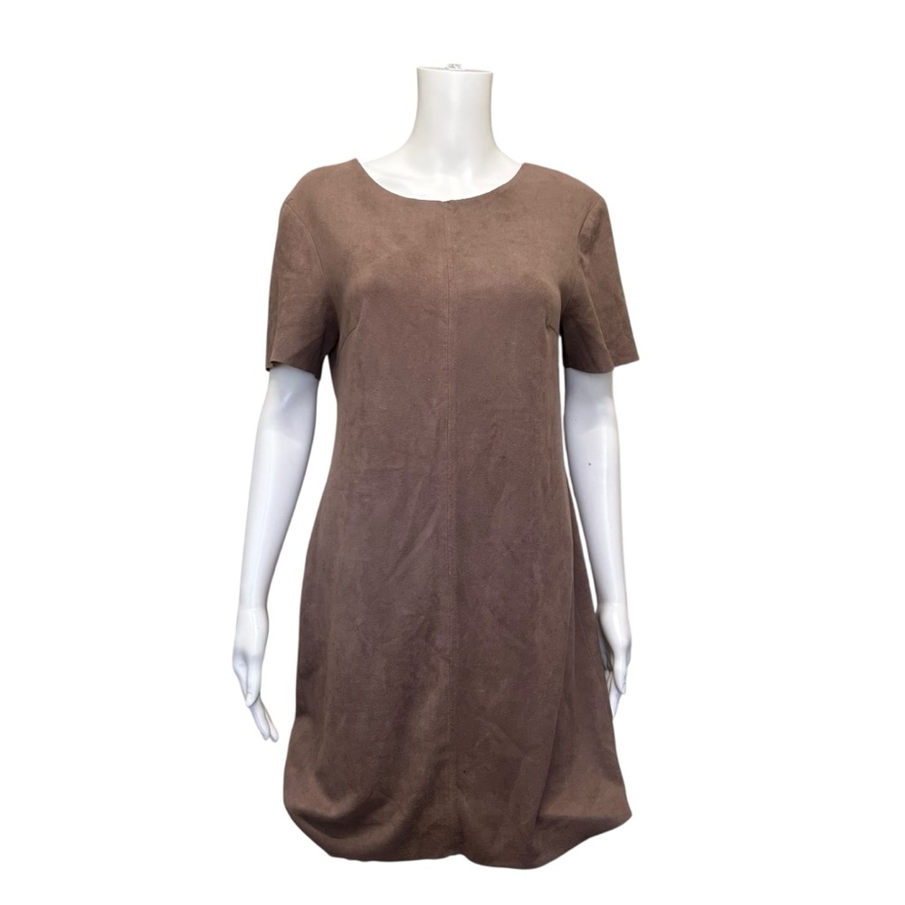 Harper & Me Brown Faux Suede Short Sleeve Mini Raw Hem Dress Size M